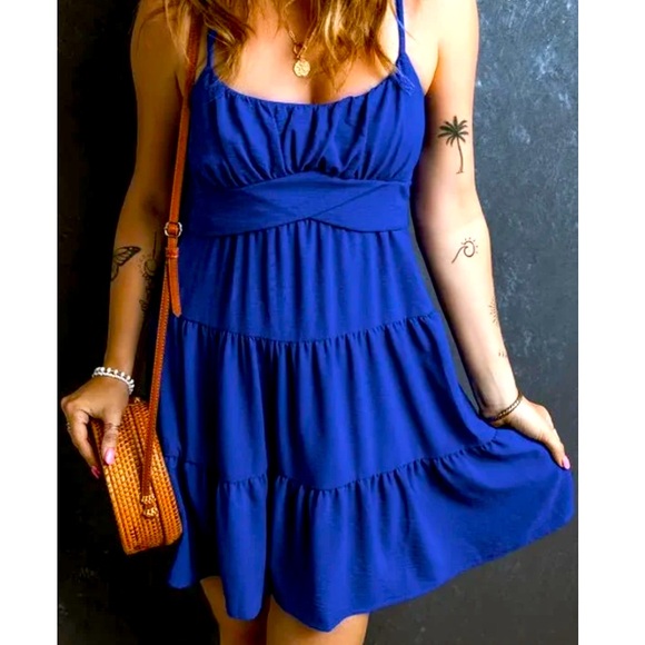 Altar'd State tiered royal  Blue  Dress - Picture 1 of 7